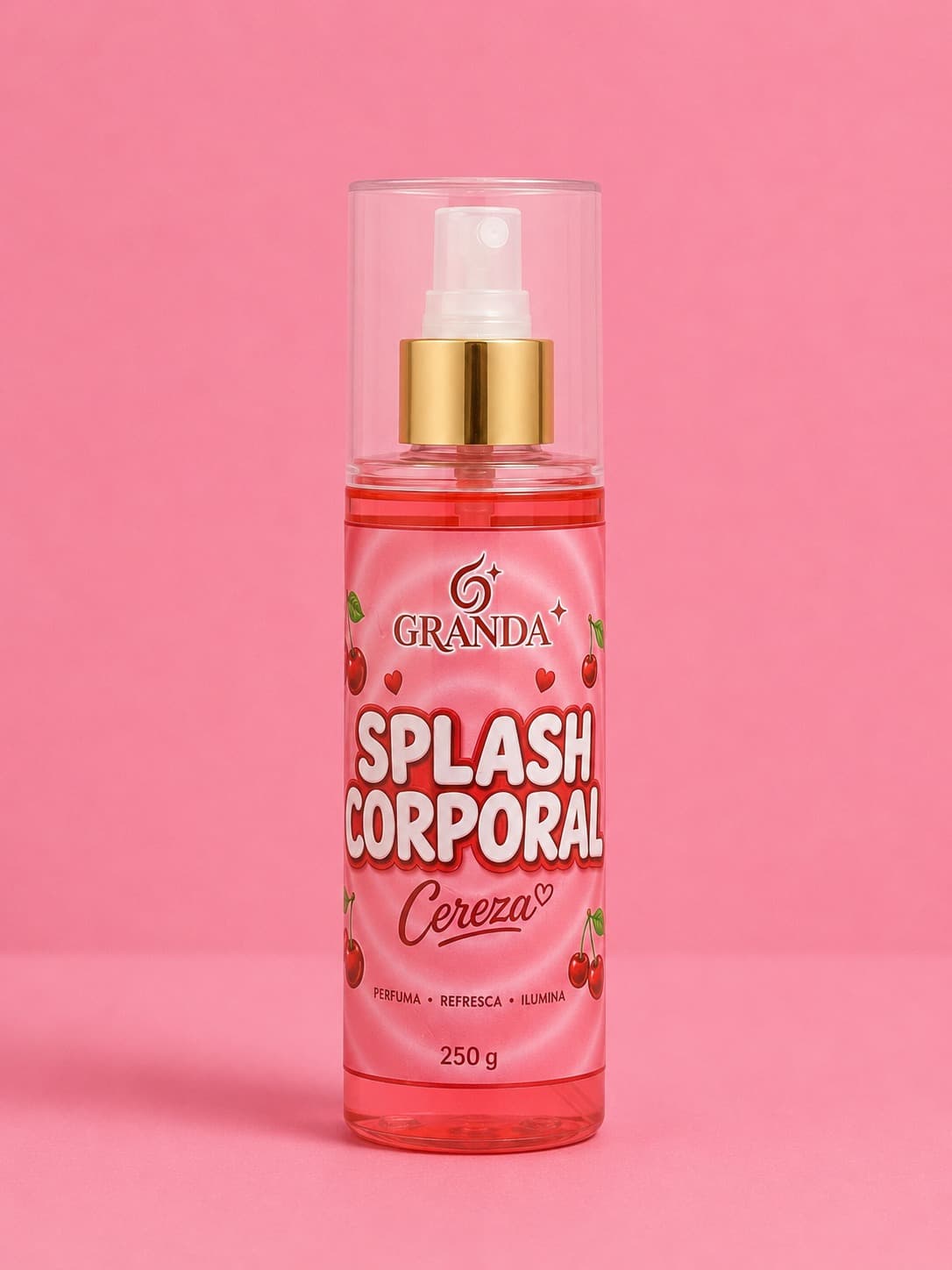 Splash Corporal Cereza de Granda con tapa dorada.